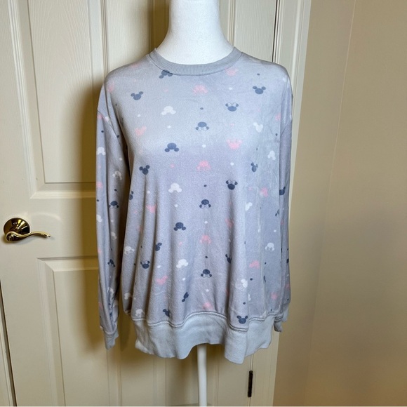 Disney Velour Pajama Top Pastel Mickey and Minnie Silhouette Size Large - Picture 2 of 8